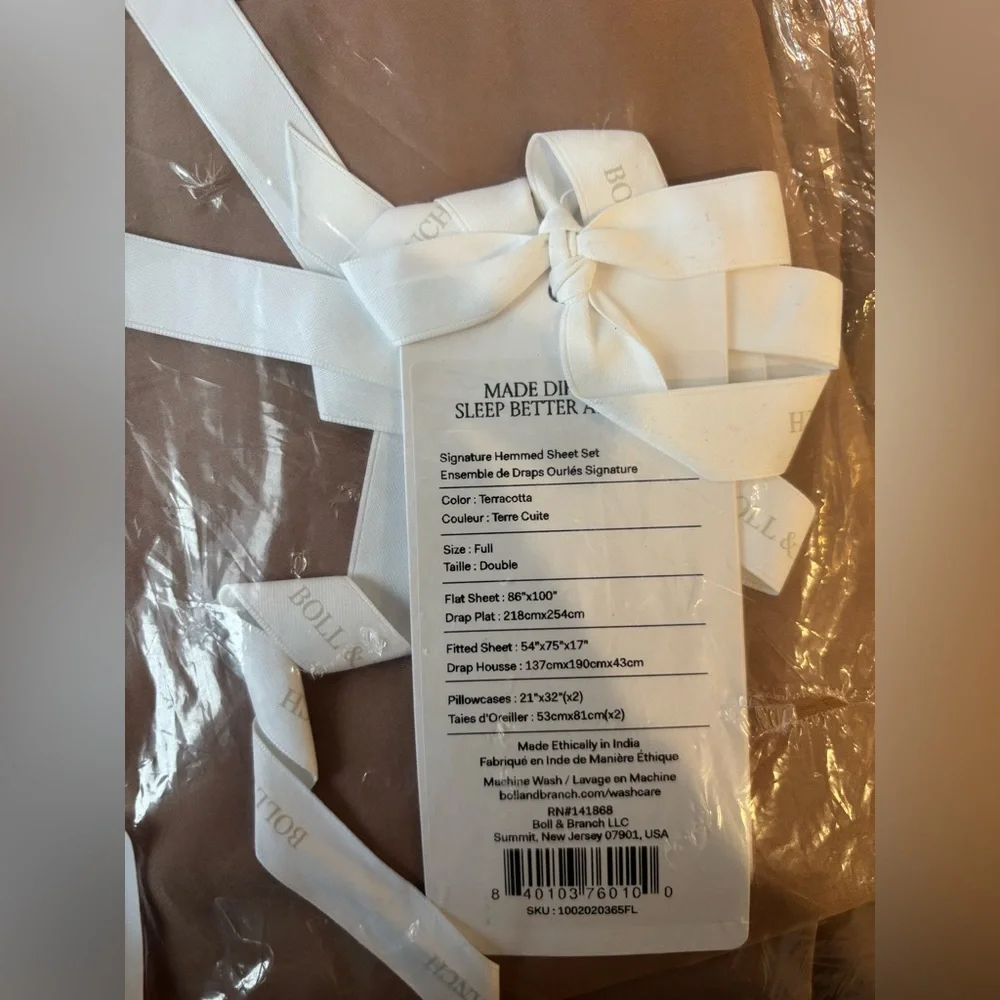 Boll & Branch Full Sheet Set Terracotta Organic Cotton NWT - Picture 3 of 4